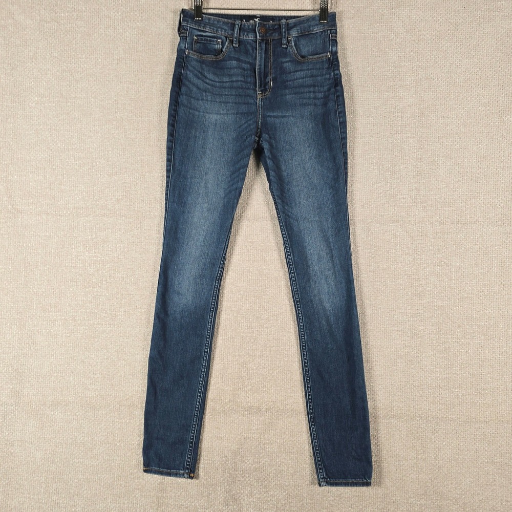 Hollister High-Rise Super Skinny Jeans Dark‎ Wash Stretch Size 3L W26 L32 Long
